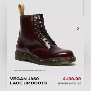 Dr. Martens Vegan 1460 Lace Up Boots Burgundy Doc Martens